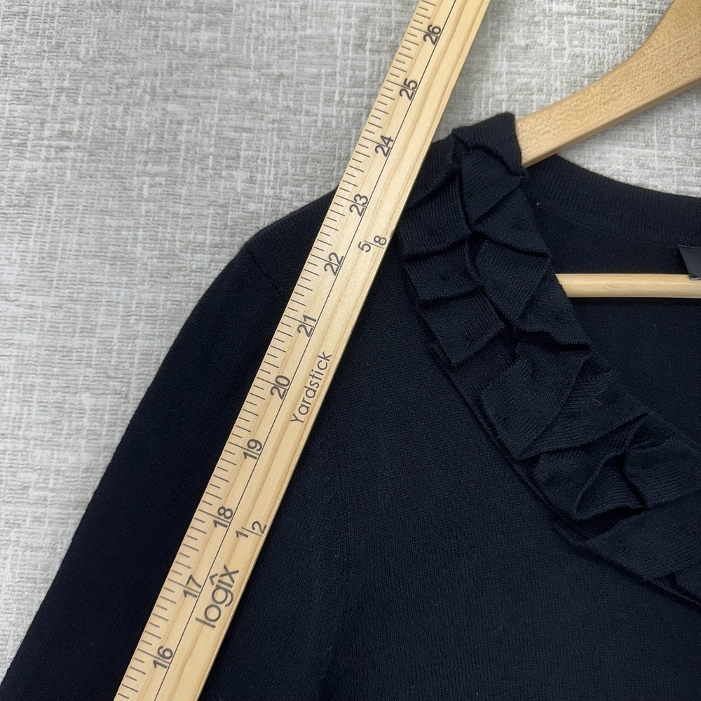 Jones Wear Sweater Womens‎ Large Black Ruffle Neck Knit Pullover Long Sleeve - Picture 10 of 11